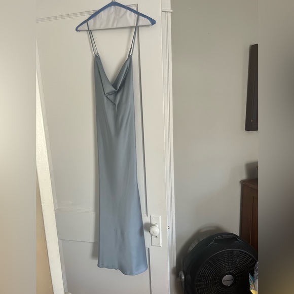 Satin blue midi dress - Picture 6 of 6